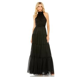 Mac Duggal 49515  Bow Back Tiered A-Line Gown in Black-NWT- Sz:6 Ret$398